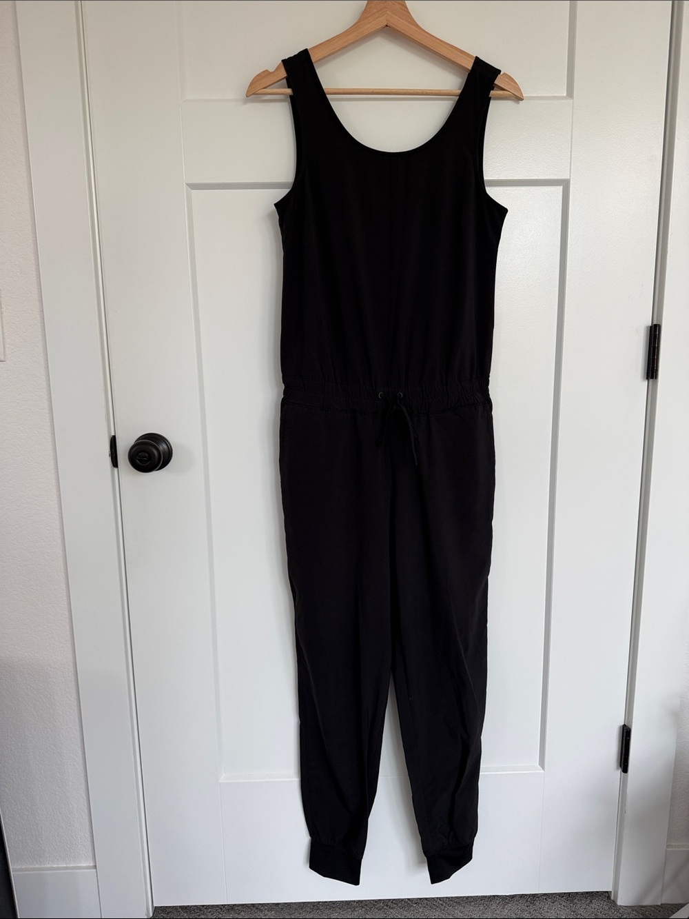 Athleta Black Sleeveless Drawstring Waist Jumpsuit
